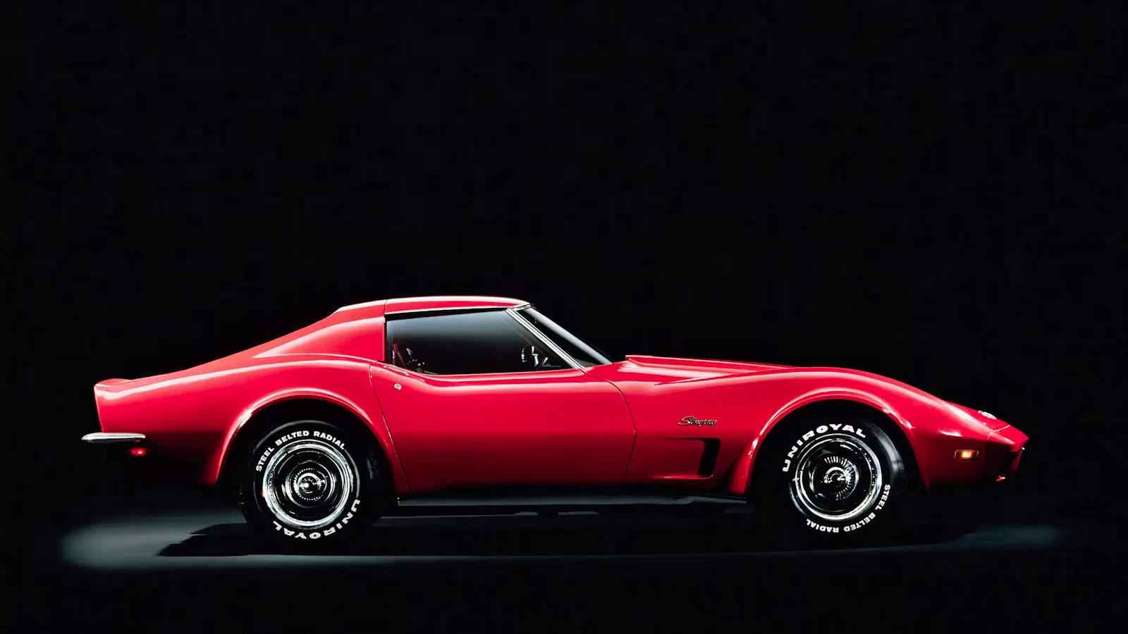Click to Enlarge-Esc to Close Corvette Generations/C3/C3 1973 Red Corvette side view.webp